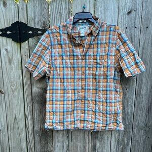 Duluth Trading Untucked Plaid Short Sleeve Shirt Sz Medium